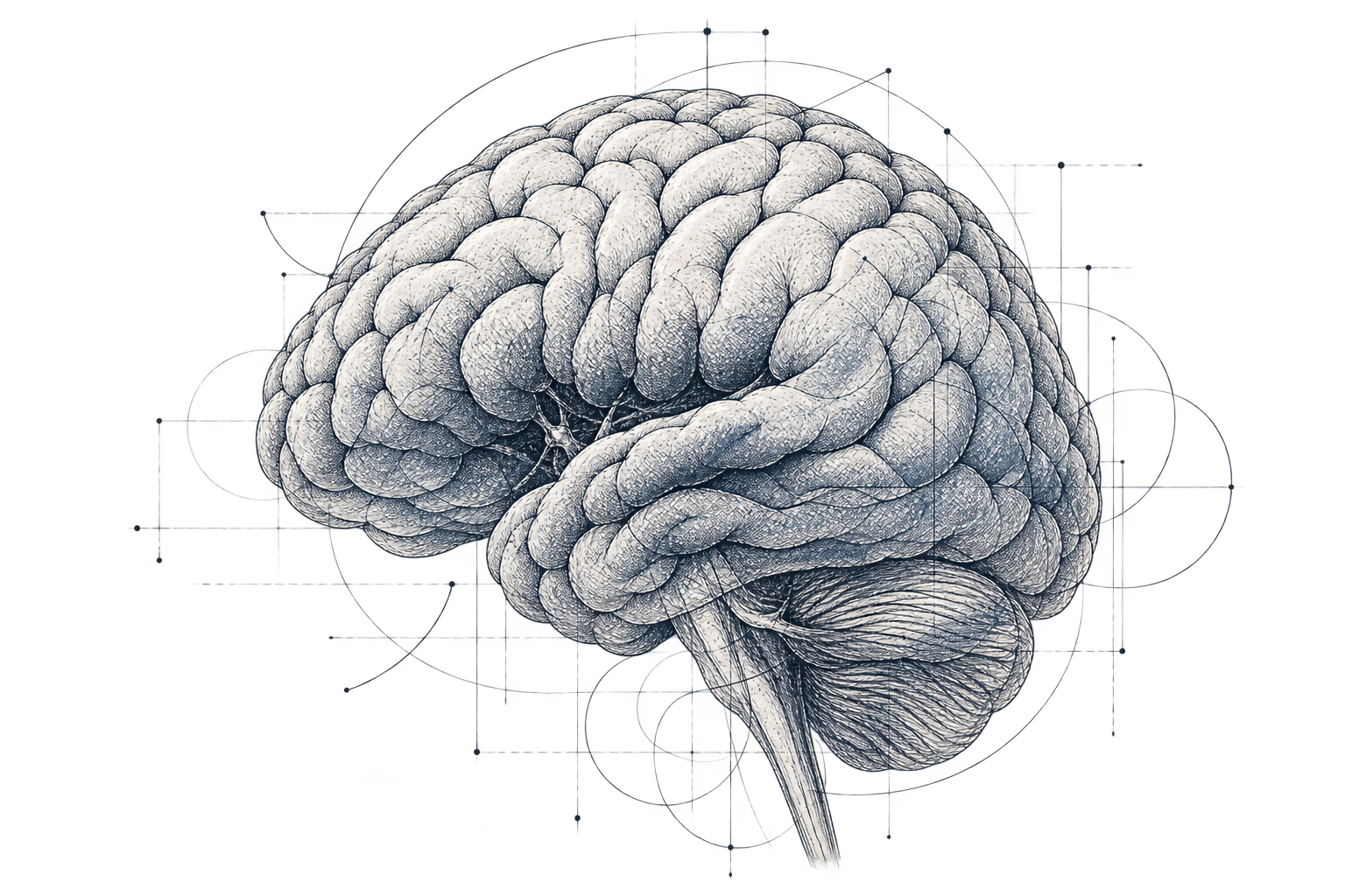 Engraved illustration of a human brain