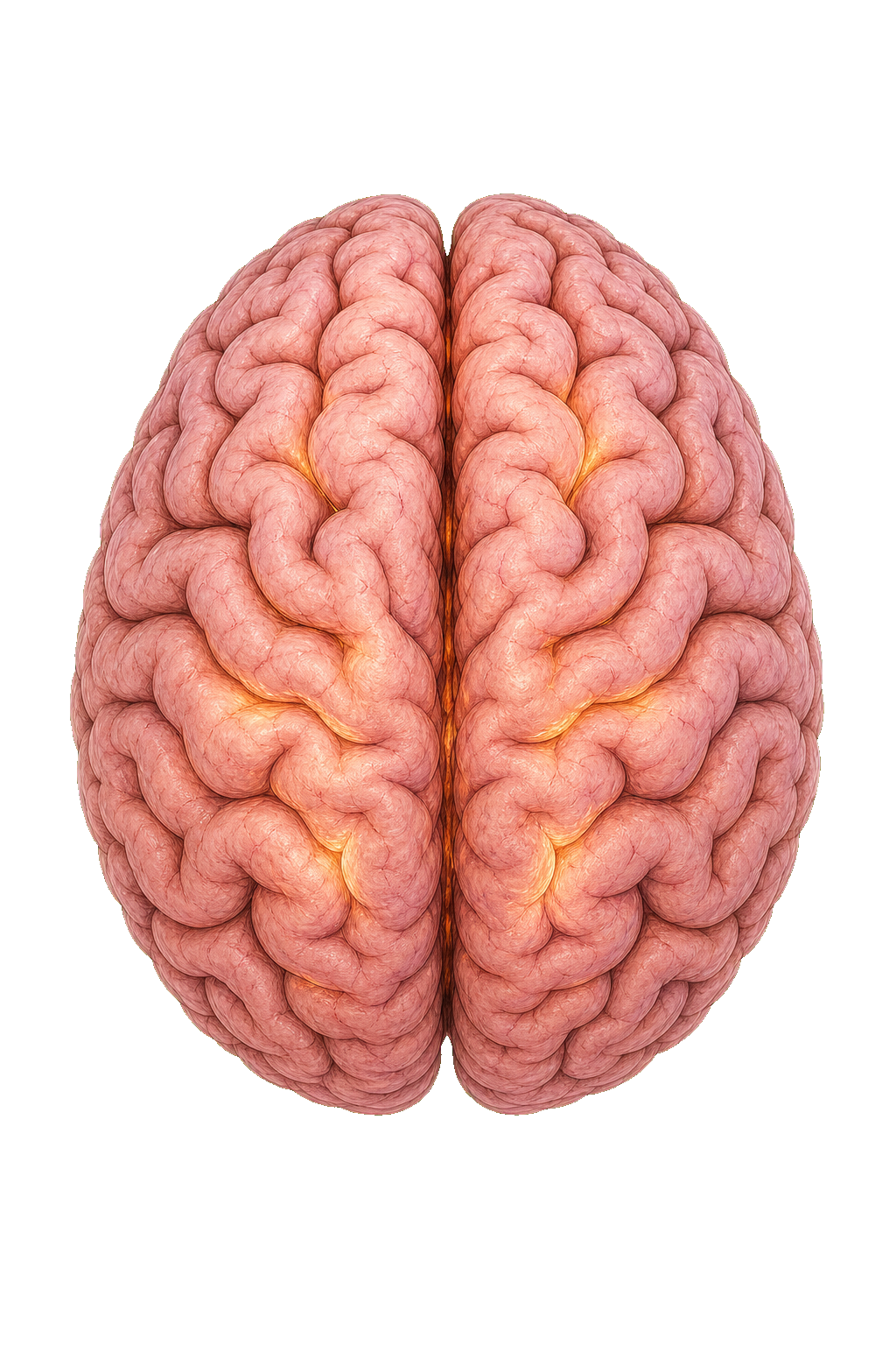 Top-view pink illuminated brain